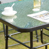 Outsunny 5 Pieces Patio Table and Chairs, Outdoor Dining Set with 4 Folding Chairs, Tempered Glass Tabletop and Parasol Hole, Breathable Mesh Patio Dining Set for Garden, Grey