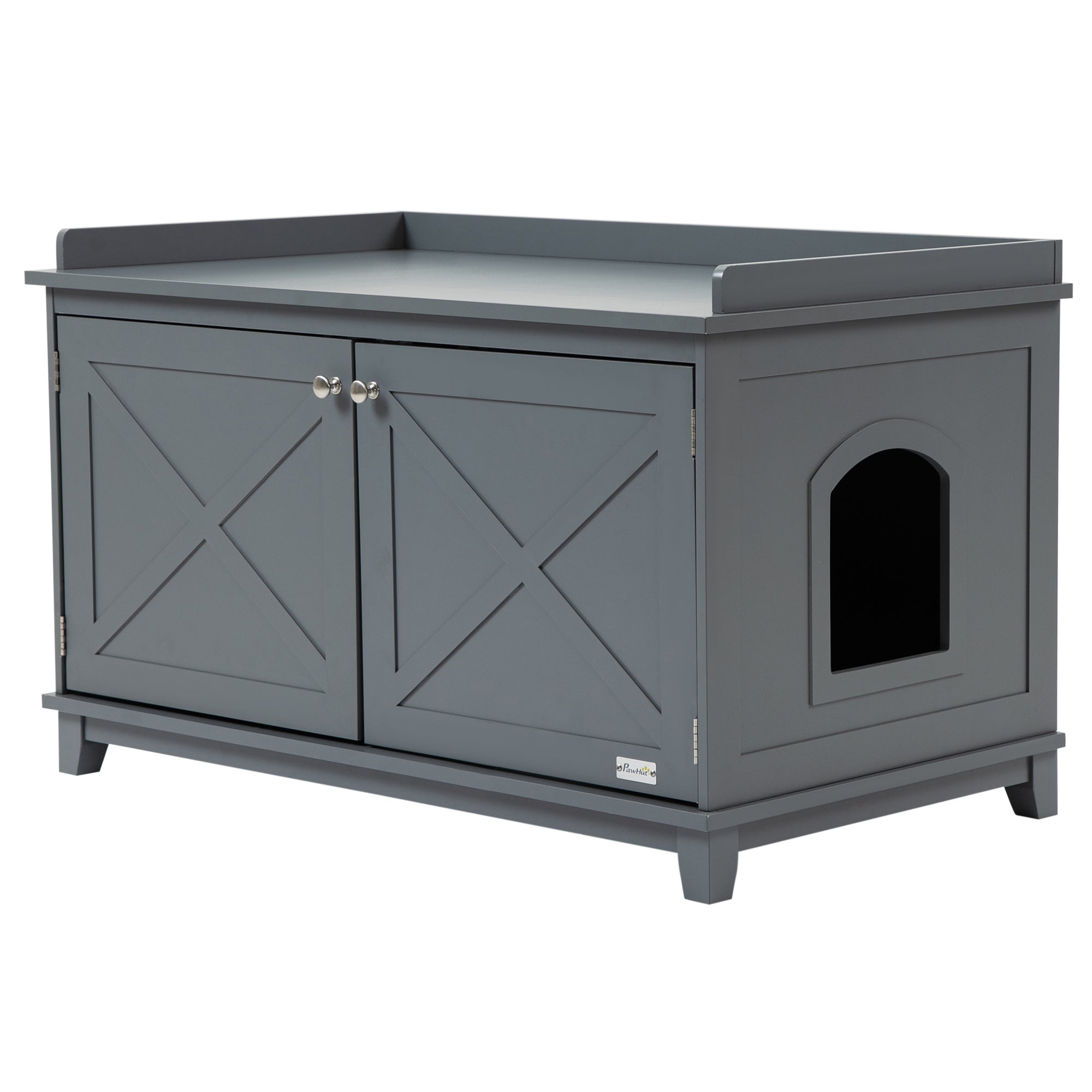 PawHut Cat Litter Box Enclosure with Spacious Top and Interior, Large Cat Litter House End Table for Indoor Cats with Hidden Storage Cabinet Space
