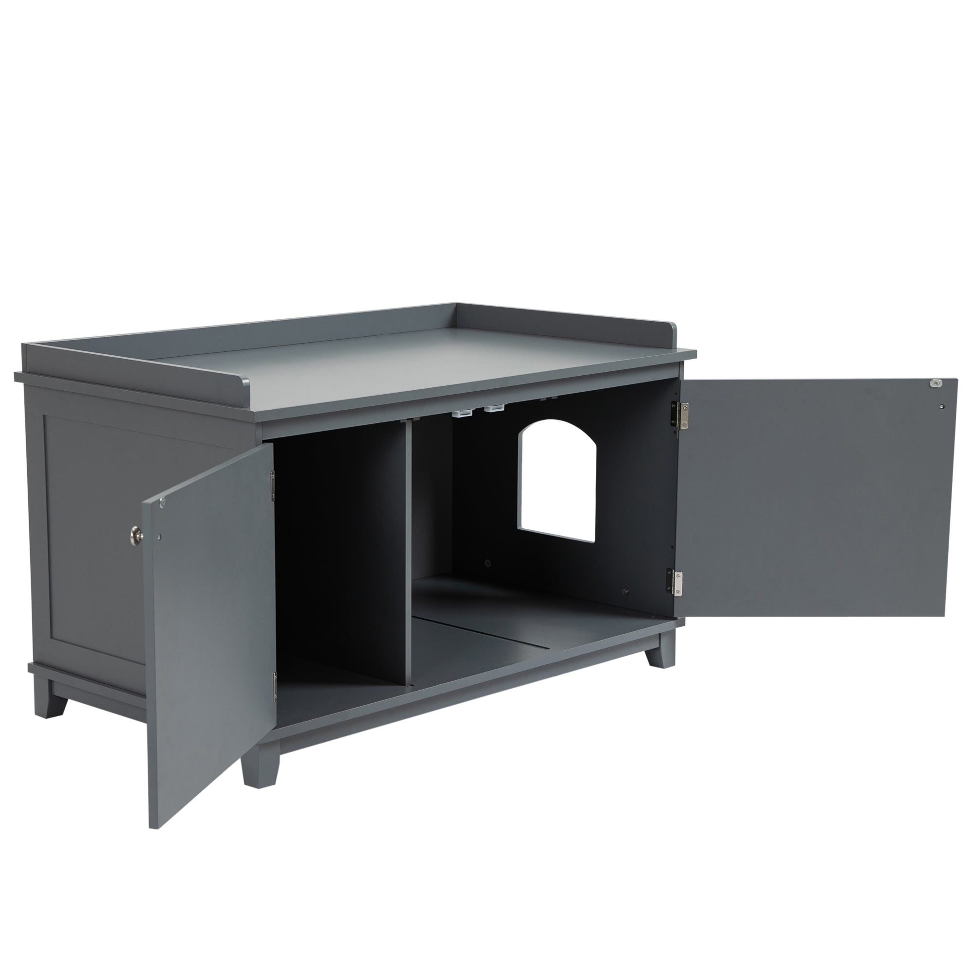 PawHut Cat Litter Box Enclosure with Spacious Top and Interior, Large Cat Litter House End Table for Indoor Cats with Hidden Storage Cabinet Space