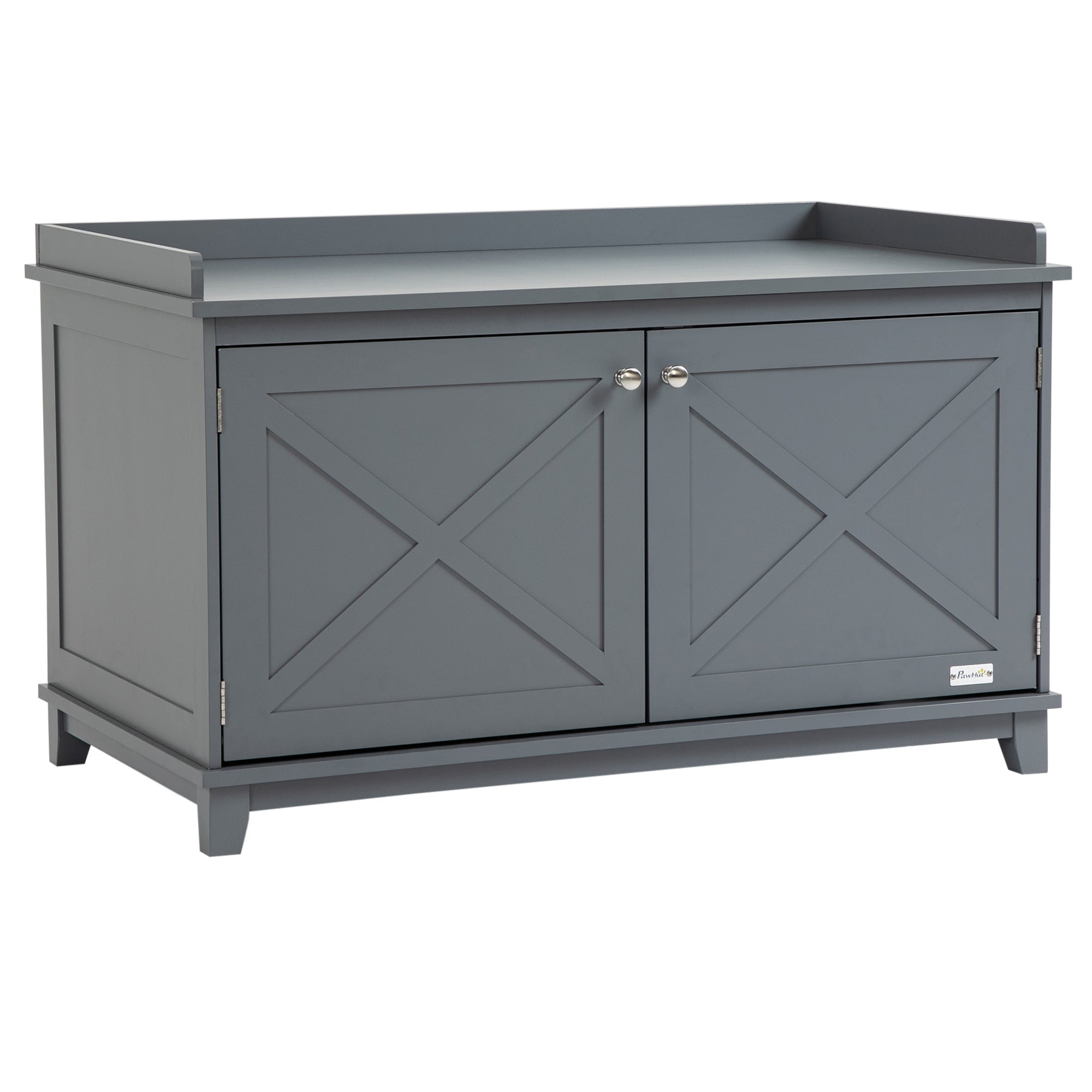 PawHut Cat Litter Box Enclosure with Spacious Top and Interior, Large Cat Litter House End Table for Indoor Cats with Hidden Storage Cabinet Space