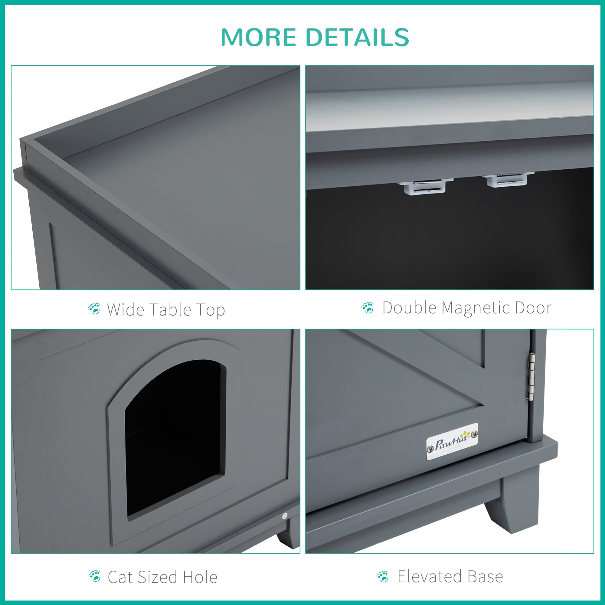 PawHut Cat Litter Box Enclosure with Spacious Top and Interior, Large Cat Litter House End Table for Indoor Cats with Hidden Storage Cabinet Space