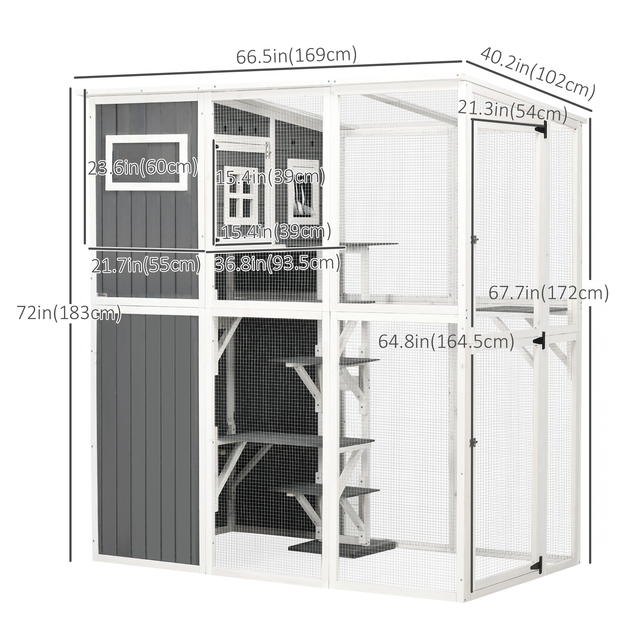 PawHut Wooden Cat Catio, 66.5