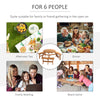 Outsunny 6 Person Round Picnic Table Bench Set with Umbrella Hole, Wood Patio Table with 3 Built-in Benches for Garden, Deck, Backyard, Brown