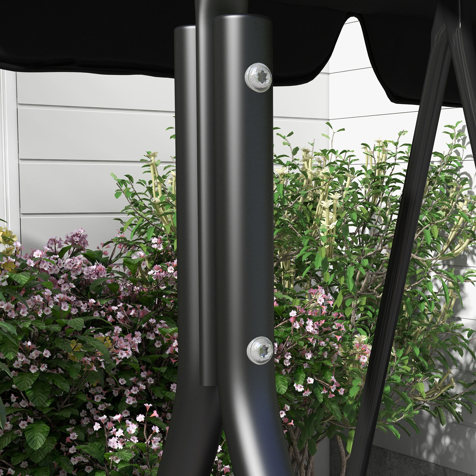 Outsunny 3-Seat Patio Swing Chair, Outdoor Porch Swing Glider with Adjustable Canopy, Removable Cushion, and Weather Resistant Steel Frame, for Garden, Poolside, Black