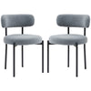 HOMCOM Dining Chairs Set of 2, Modern Kitchen Chairs with Berber Fleece Upholstery and Steel Legs for Living Room, Bedroom, Grey