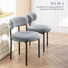 HOMCOM Dining Chairs Set of 2, Modern Kitchen Chairs with Berber Fleece Upholstery and Steel Legs for Living Room, Bedroom, Grey