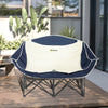 Outsunny Double Camping Chair, Portable Camp Chair with Cup Holder, Wine Glass Holder and Carry Bag, Padded Folding Loveseat for Hiking, Picnic, Beach, Support 551 lbs, Navy Blue