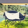 Outsunny Double Camping Chair, Portable Camp Chair with Cup Holder, Wine Glass Holder and Carry Bag, Padded Folding Loveseat for Hiking, Picnic, Beach, Support 551 lbs, Navy Blue