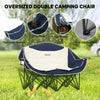 Outsunny Double Camping Chair, Portable Camp Chair with Cup Holder, Wine Glass Holder and Carry Bag, Padded Folding Loveseat for Hiking, Picnic, Beach, Support 551 lbs, Navy Blue