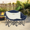 Outsunny Double Camping Chair, Portable Camp Chair with Cup Holder, Wine Glass Holder and Carry Bag, Padded Folding Loveseat for Hiking, Picnic, Beach, Support 551 lbs, Navy Blue