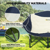 Outsunny Double Camping Chair, Portable Camp Chair with Cup Holder, Wine Glass Holder and Carry Bag, Padded Folding Loveseat for Hiking, Picnic, Beach, Support 551 lbs, Navy Blue
