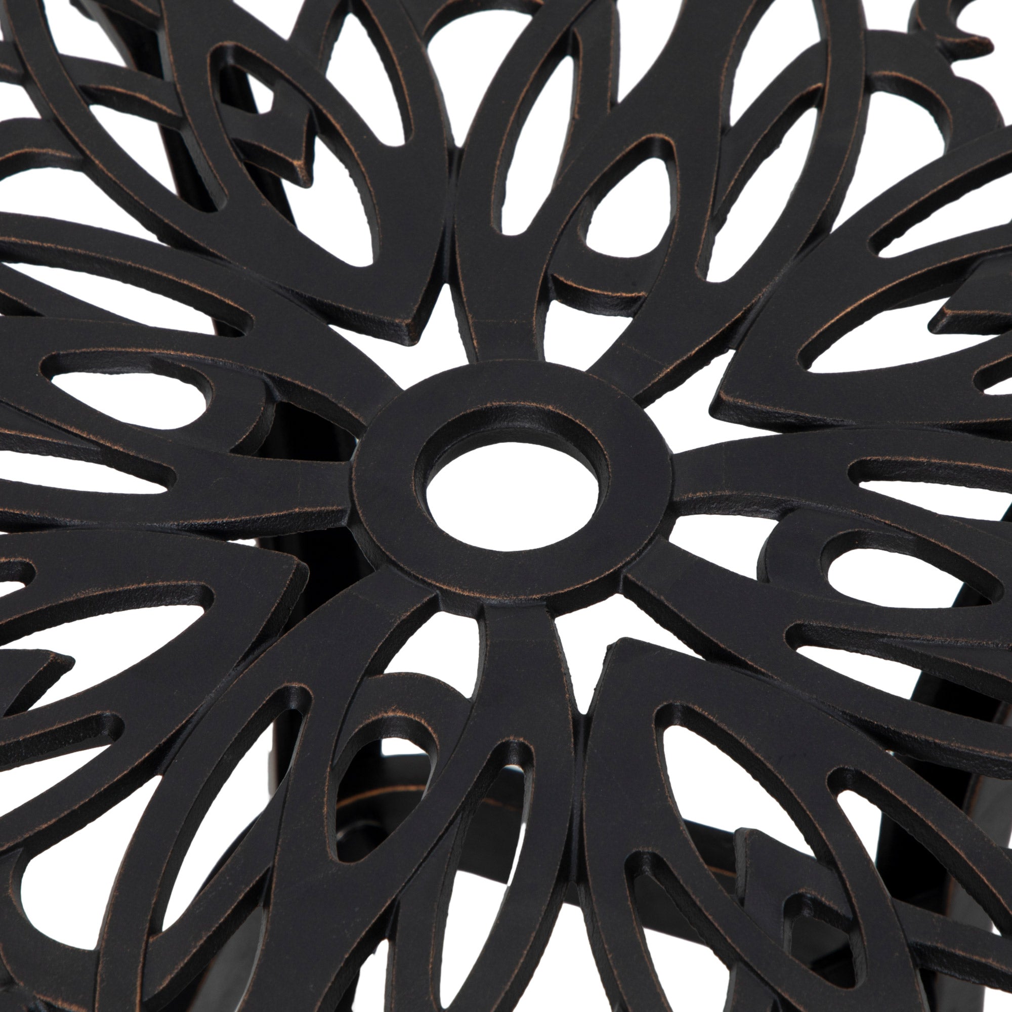 Outsunny Cast Aluminum Outdoor Side Table, 21" Square Patio End Table with Umbrella Hole, Bistro Table for Garden, Balcony, Poolside, Bronze