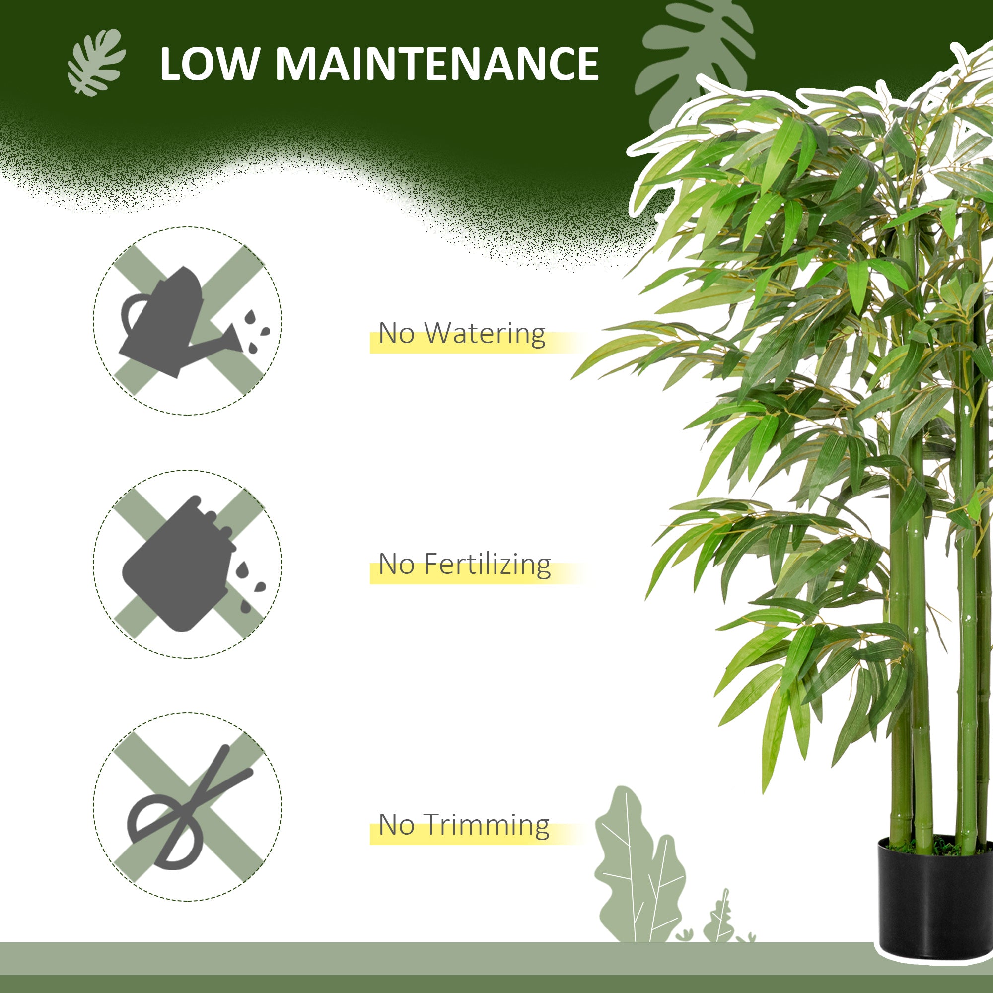 HOMCOM 4.5FT Artificial Bamboo Tree in Pot, Indoor Outdoor Fake Plants for Home Office Living Room Decor, Green