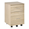 Vinsetto Vertical Filing Cabinet with Wheels, 2-Drawer Mobile File Cabinet, Office Storage Cabinet for Letter or A4 File, Study Home Office, Natural