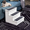 PawHut Pet Steps 3-Step Dog Stairs for Small Dogs Cats and Wooden Ramp with Storage Box Carpet Tread, White