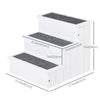 PawHut Pet Steps 3-Step Dog Stairs for Small Dogs Cats and Wooden Ramp with Storage Box Carpet Tread, White