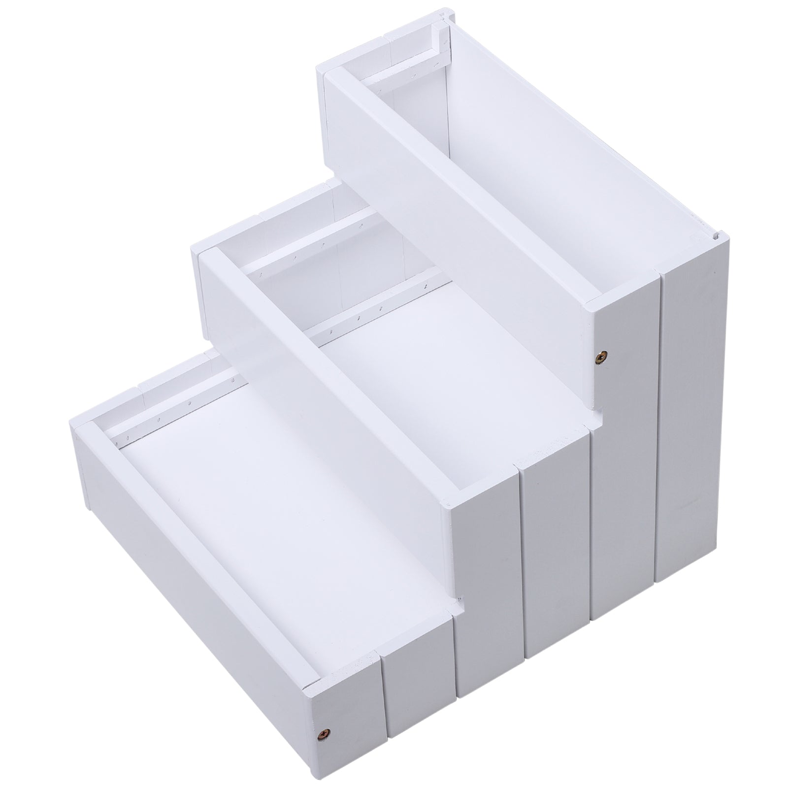 PawHut Pet Steps 3-Step Dog Stairs for Small Dogs Cats and Wooden Ramp with Storage Box Carpet Tread, White