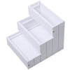 PawHut Pet Steps 3-Step Dog Stairs for Small Dogs Cats and Wooden Ramp with Storage Box Carpet Tread, White