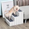 PawHut Pet Steps 3-Step Dog Stairs for Small Dogs Cats and Wooden Ramp with Storage Box Carpet Tread, White
