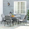 Outsunny 5 Piece Patio Dining Set, Outdoor Square Dining Table and 4 Cushioned Armchairs, Tempered Glass Top Table with Umbrella Hole for Garden, Patio, Balcony, Black