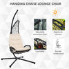 Outdoor Patio Wicker Hanging Egg Chair with Stand, Hammock Swing Chair with Cushion and Pillow, swing Chair with Stand, Cup Holder for Backyard, Garden, Porch, Beige