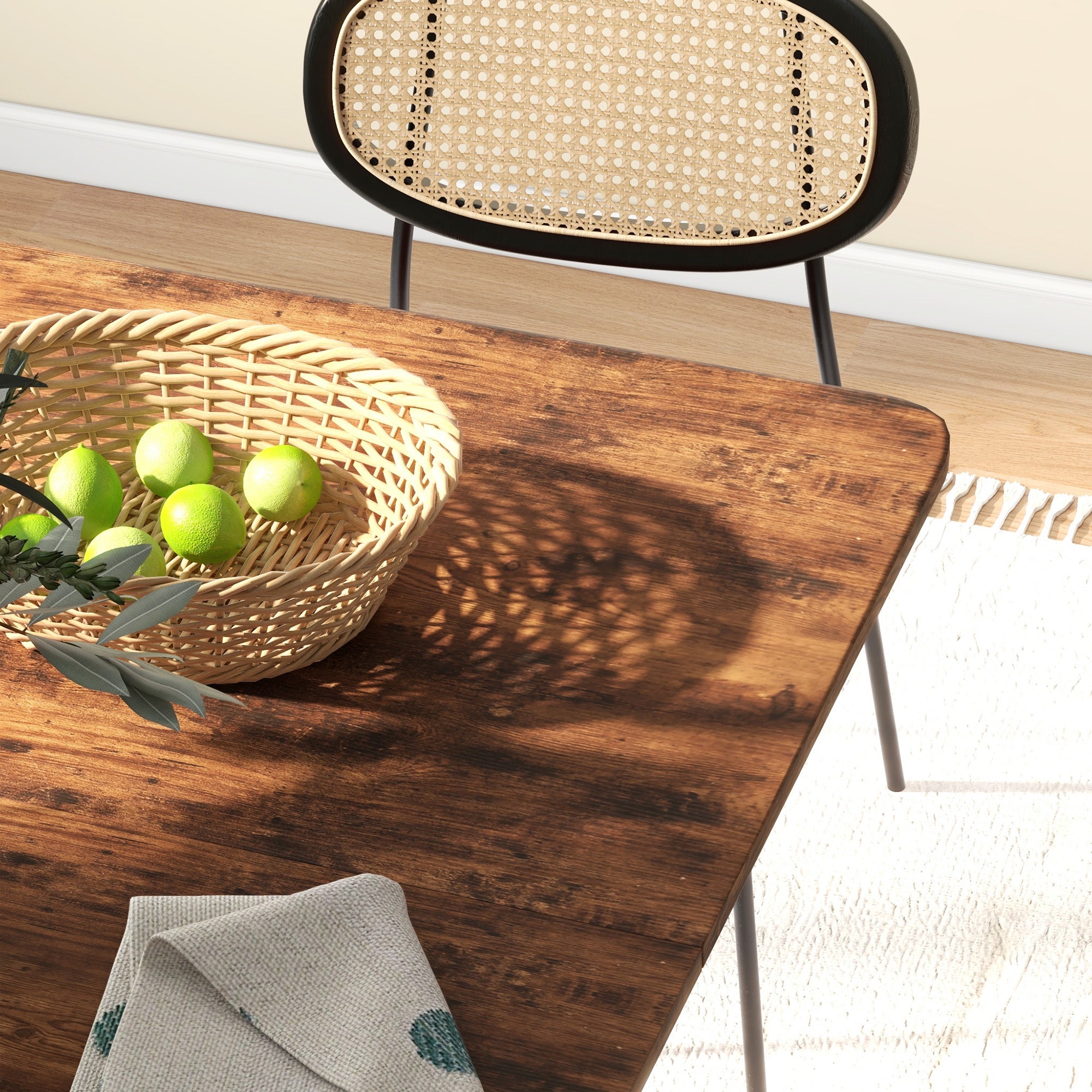 HOMCOM Folding Dining Table, Mobile Drop Leaf Table, Extendable Kitchen Table with Storage Shelf and 6 Wheels for Small Spaces, Rustic Brown