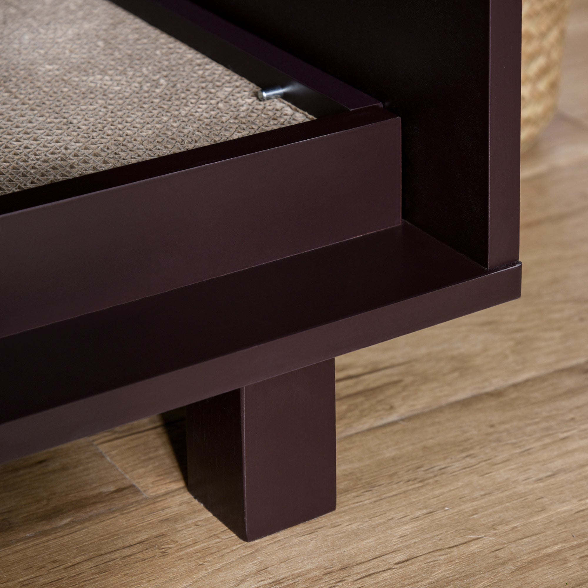 PawHut Cat Litter Box Enclosure, Hidden Litter Box Furniture, Cat House End Table Washroom with Scratching Pad, for Indoor Cats Kittens, Brown