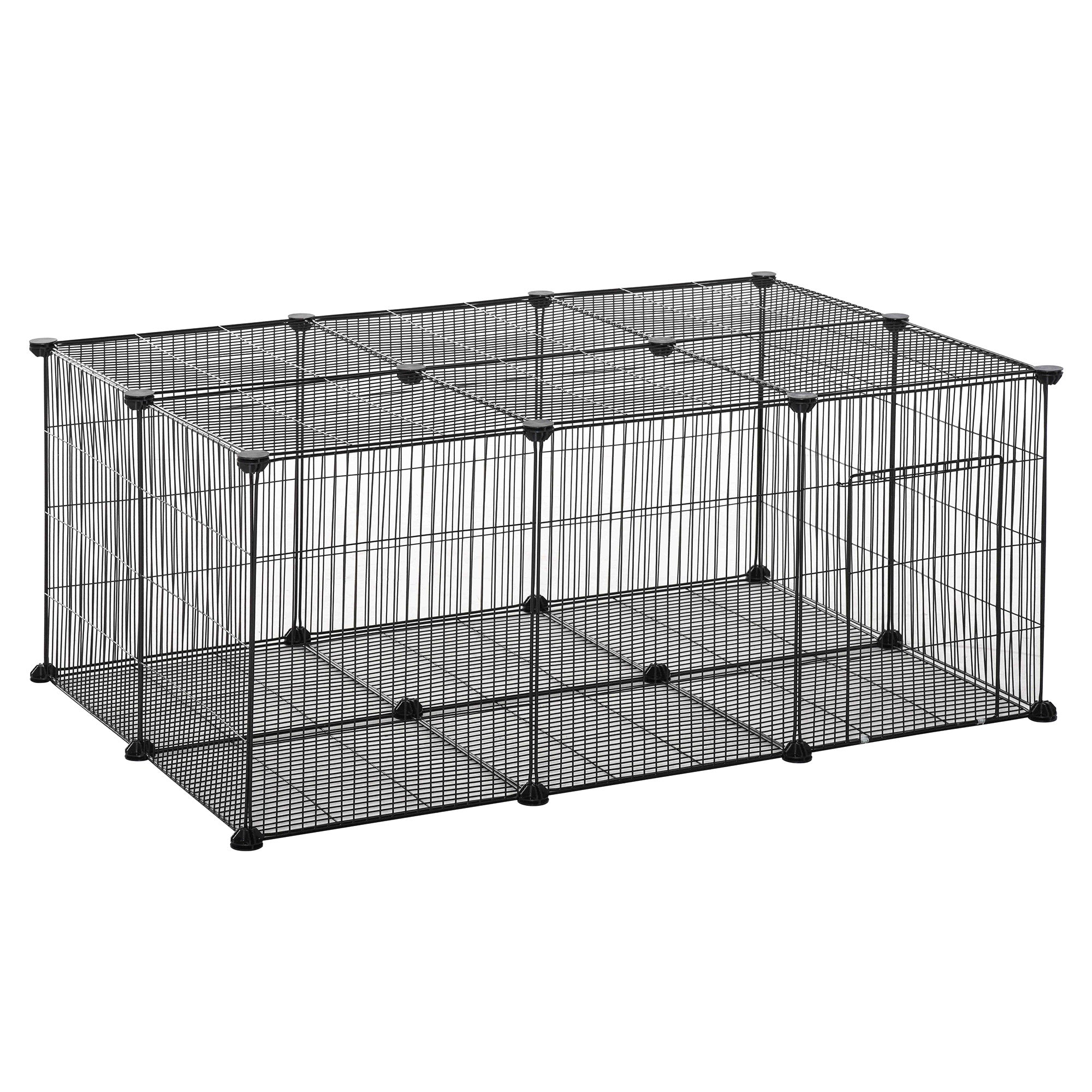 PawHut Pet Playpen Small Animal Cage, 22 Panels, Portable Metal Wire Fence with Door for Bunny, Guinea Pig, Chinchilla, Hedgehog, Each Panel Size 14