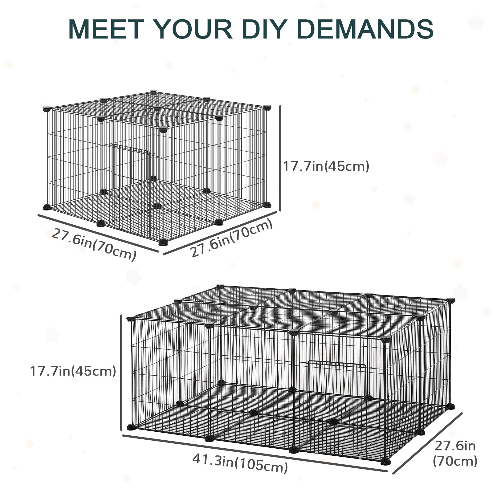 PawHut Pet Playpen Small Animal Cage, 22 Panels, Portable Metal Wire Fence with Door for Bunny, Guinea Pig, Chinchilla, Hedgehog, Each Panel Size 14" x 18"