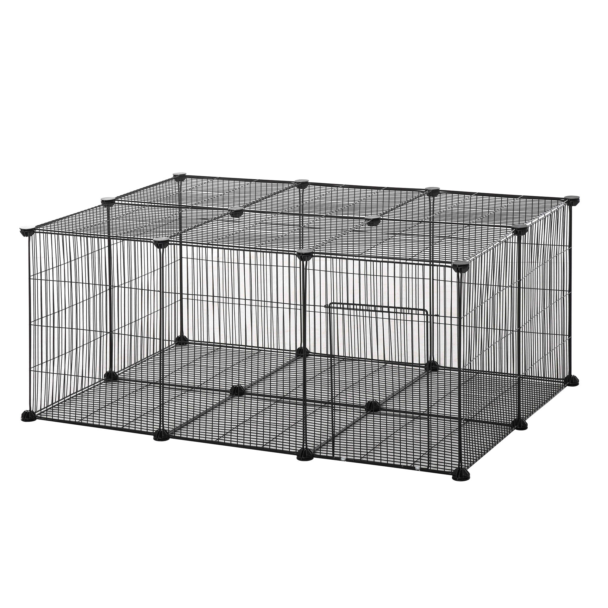 PawHut Pet Playpen Small Animal Cage, 22 Panels, Portable Metal Wire Fence with Door for Bunny, Guinea Pig, Chinchilla, Hedgehog, Each Panel Size 14" x 18"