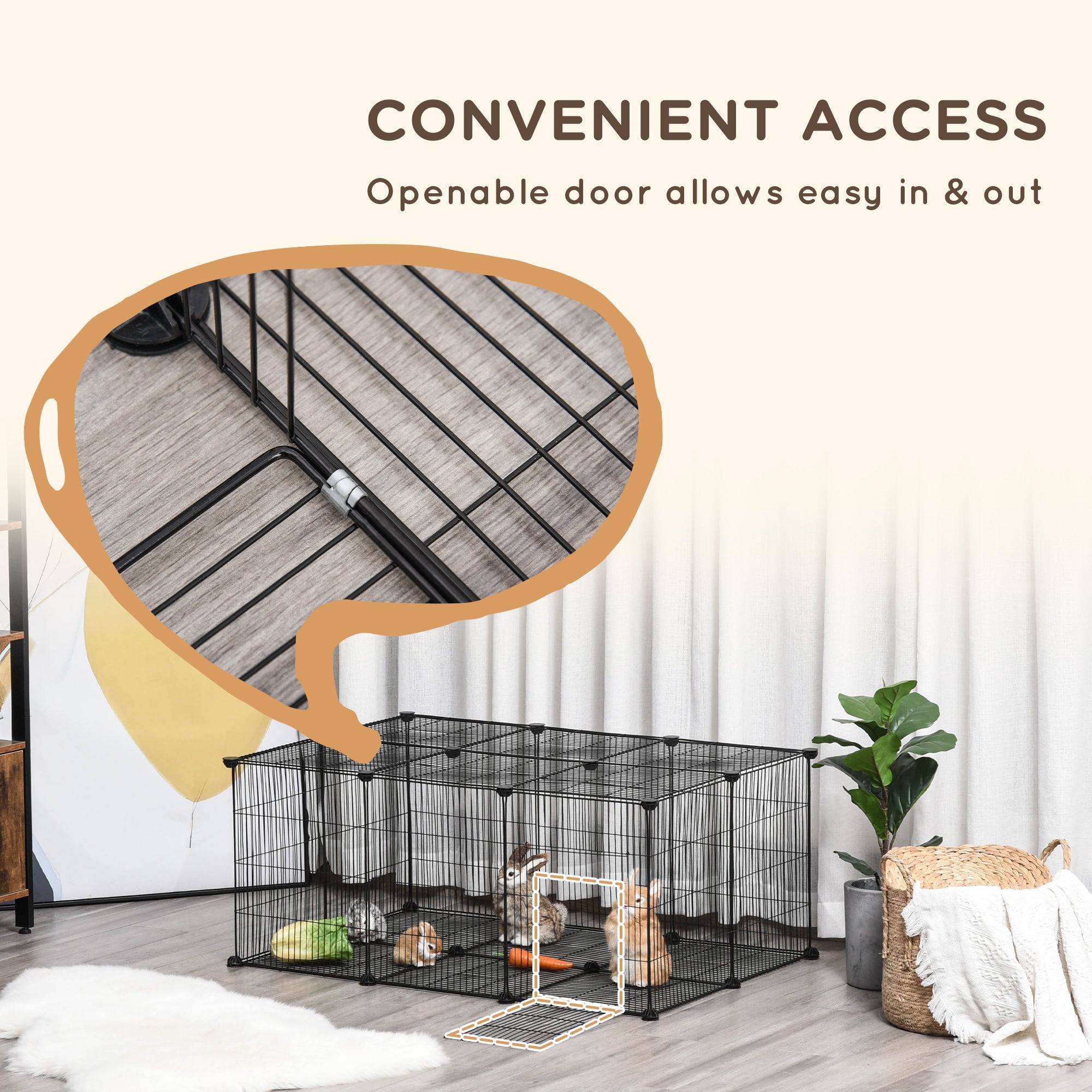 PawHut Pet Playpen Small Animal Cage, 22 Panels, Portable Metal Wire Fence with Door for Bunny, Guinea Pig, Chinchilla, Hedgehog, Each Panel Size 14