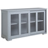 HOMCOM Modern Kitchen Sideboard, Stackable Storage Cabinet, Sliding Glass Door Console, Cupboard Serving Buffet, Light Grey