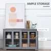 HOMCOM Modern Kitchen Sideboard, Stackable Storage Cabinet, Sliding Glass Door Console, Cupboard Serving Buffet, Light Grey