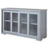 HOMCOM Modern Kitchen Sideboard, Stackable Storage Cabinet, Sliding Glass Door Console, Cupboard Serving Buffet, Light Grey