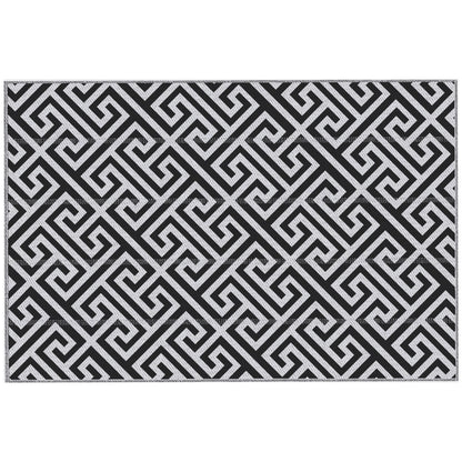Outsunny Reversible Outdoor RV Rug, 6' x 9' Patio Floor Mat, Plastic Straw Rug for Backyard, Deck, Picnic, Beach, Camping, Black and White