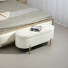 HOMCOM Upholstered Bedroom Bench, Channel Tufted Storage Bench, Bench Seat with Thick Padding and Metal Legs, Ottoman Bench for Bedroom Living Room, Hallway, Cream White