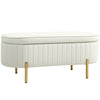 HOMCOM Upholstered Bedroom Bench, Channel Tufted Storage Bench, Bench Seat with Thick Padding and Metal Legs, Ottoman Bench for Bedroom Living Room, Hallway, Cream White