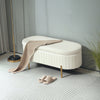 HOMCOM Upholstered Bedroom Bench, Channel Tufted Storage Bench, Bench Seat with Thick Padding and Metal Legs, Ottoman Bench for Bedroom Living Room, Hallway, Cream White