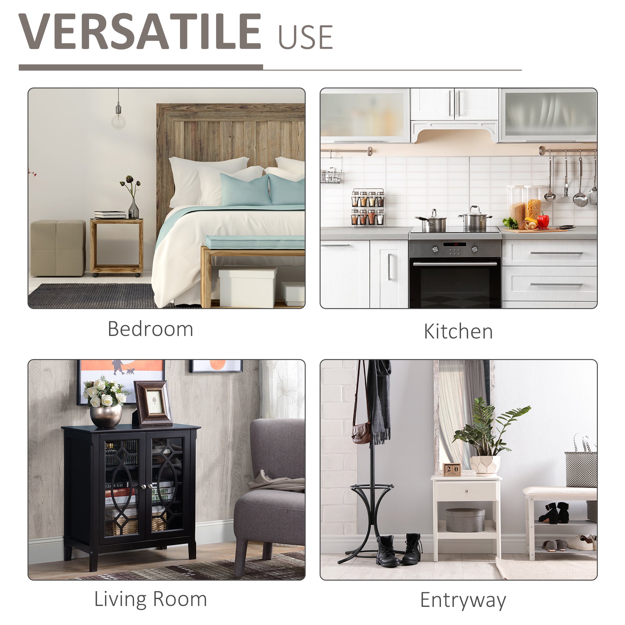 HOMCOM Sideboard Display Cabinet with Double Framed Glass Doors, 2 Adjustable Shelves, and Elevated Base, Espresso