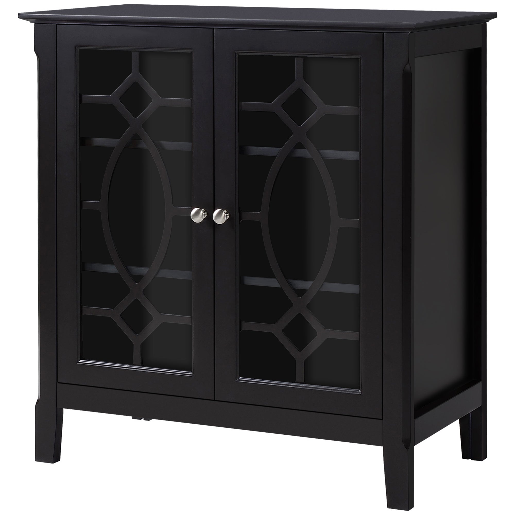 HOMCOM Sideboard Display Cabinet with Double Framed Glass Doors, 2 Adjustable Shelves, and Elevated Base, Espresso