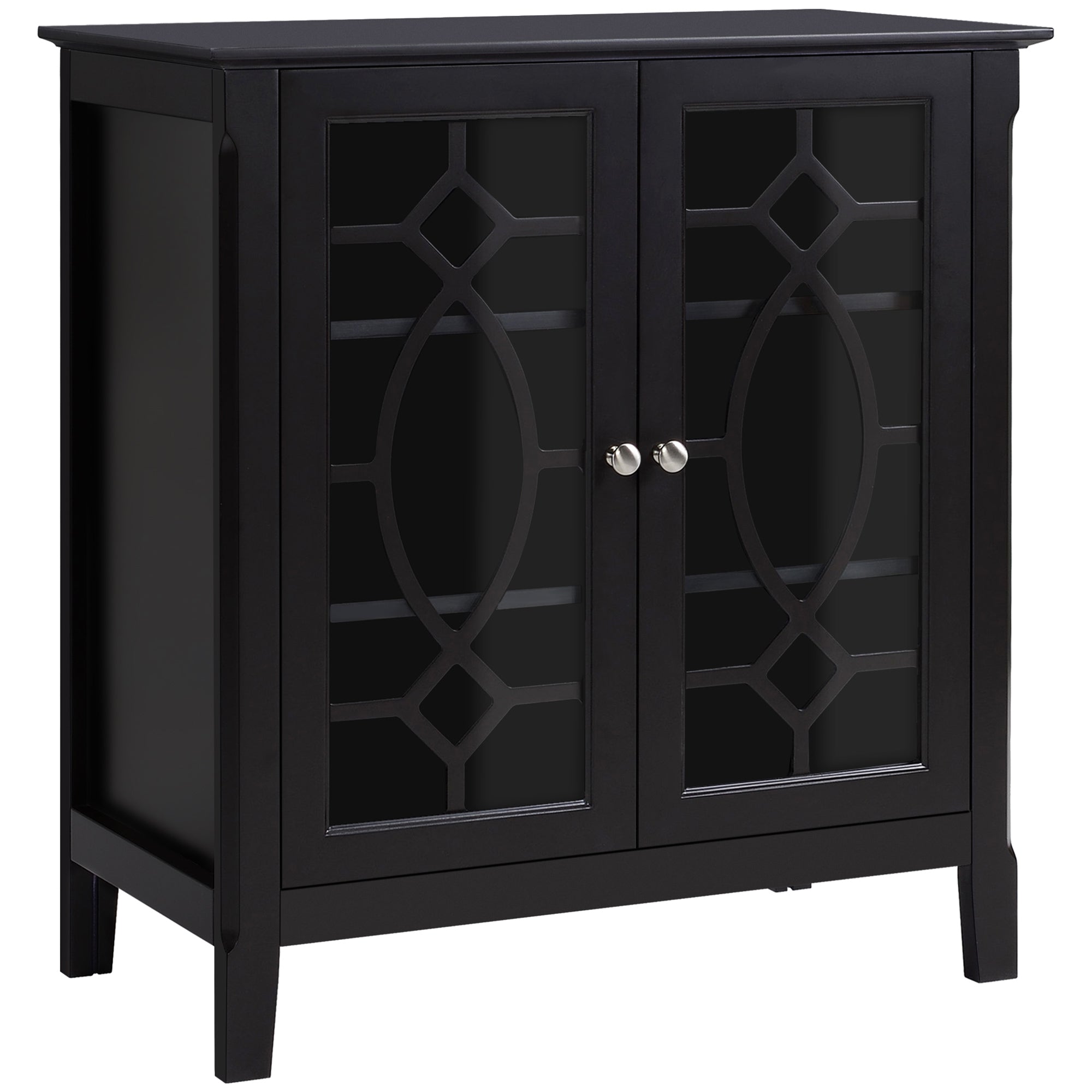 HOMCOM Sideboard Display Cabinet with Double Framed Glass Doors, 2 Adjustable Shelves, and Elevated Base, Espresso