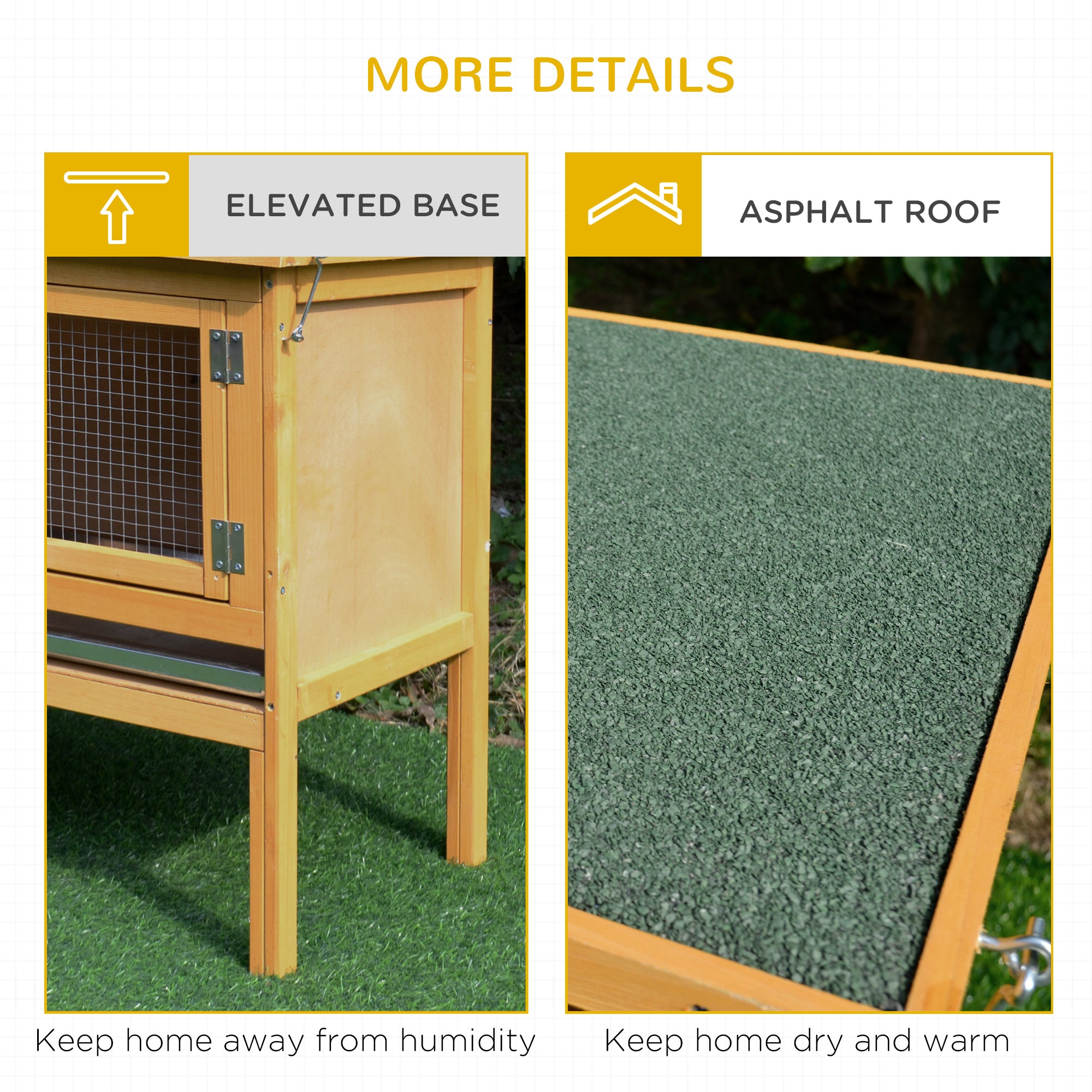 PawHut Wooden Rabbit Hutch Guinea Pigs House Outdoor Small Animal Bunny Cage w/ Hinged Top Slide out Tray 115 x 44.3 x 65 cm