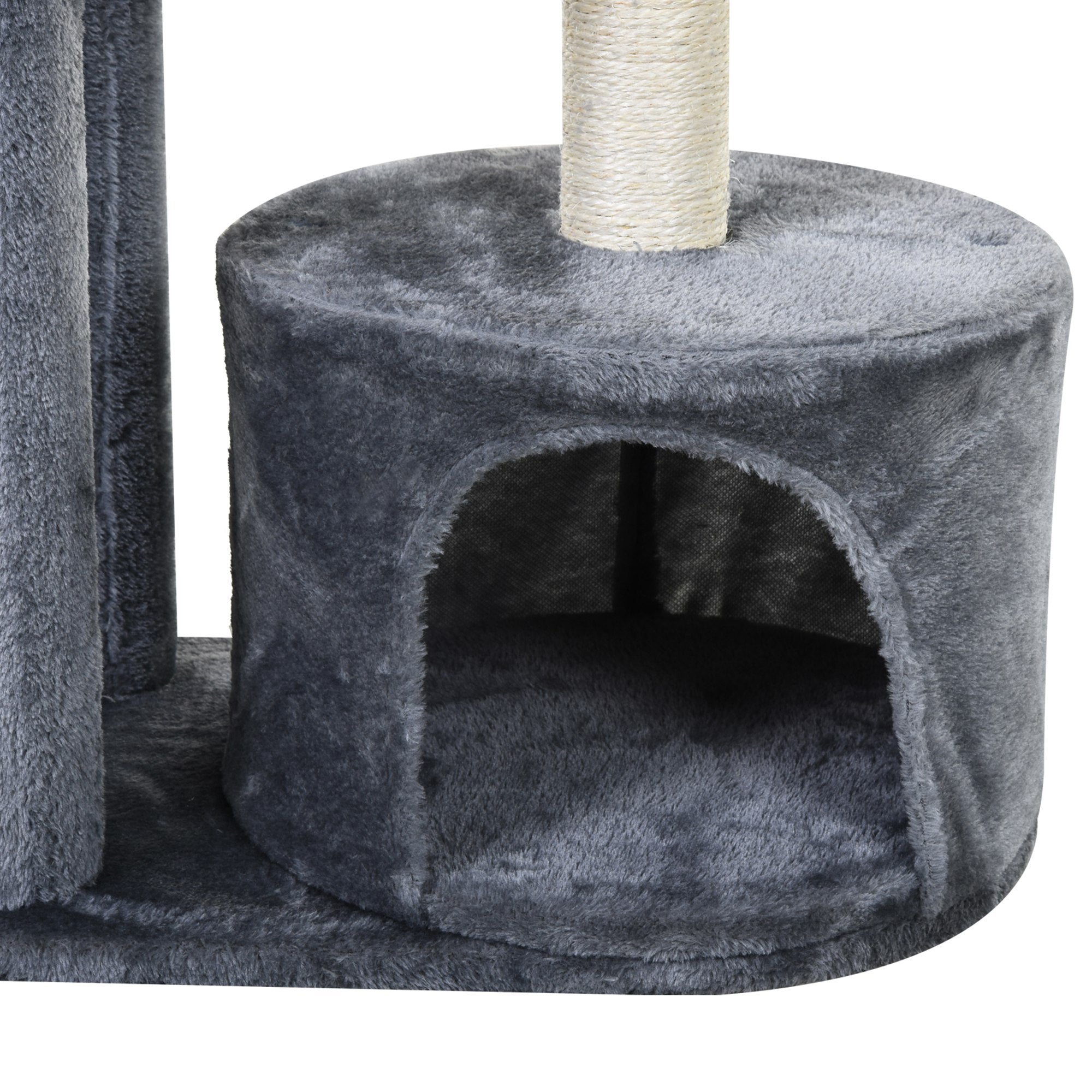PawHut Cat Tree Cat Funiture Tower Multi-Level 1 Condo 1 Perch Sisal-Covered Scratching Post, Climbing Activity Stable Toys, Included Simply Style Height 39", Grey