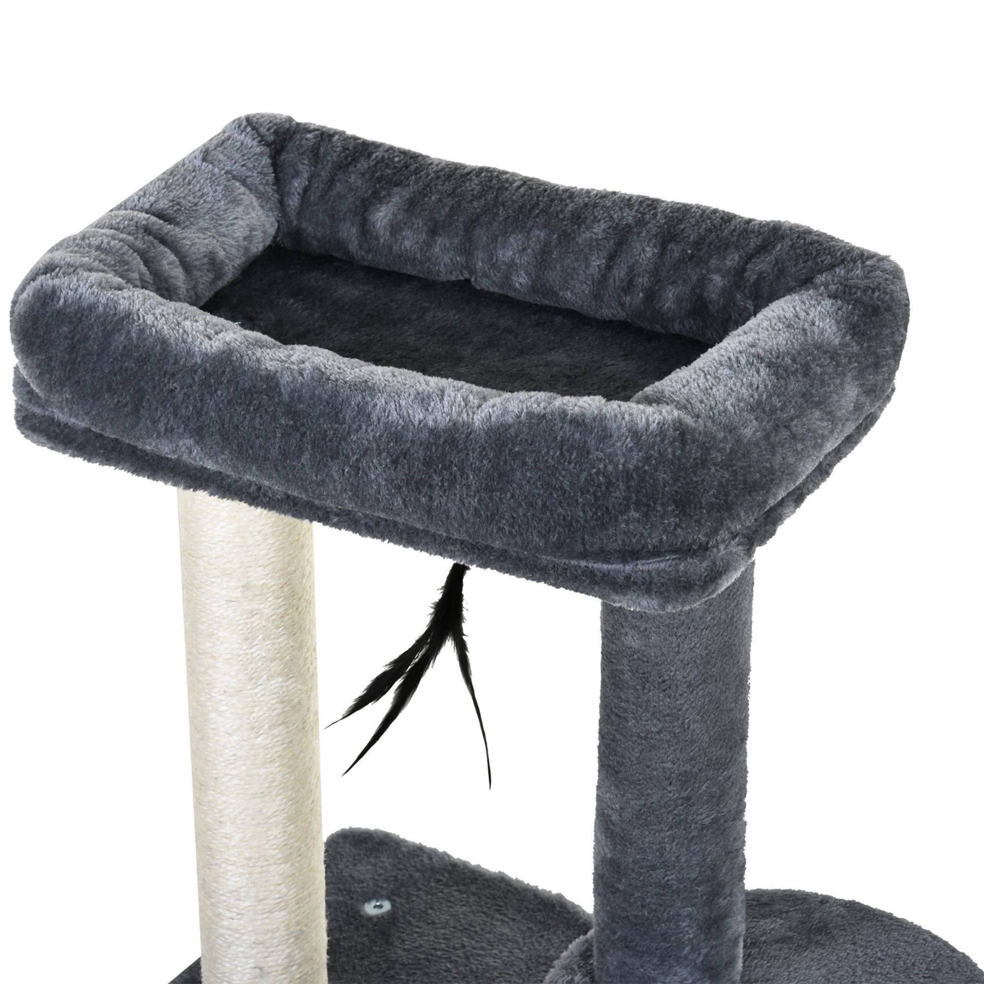 PawHut Cat Tree Cat Funiture Tower Multi-Level 1 Condo 1 Perch Sisal-Covered Scratching Post, Climbing Activity Stable Toys, Included Simply Style Height 39", Grey