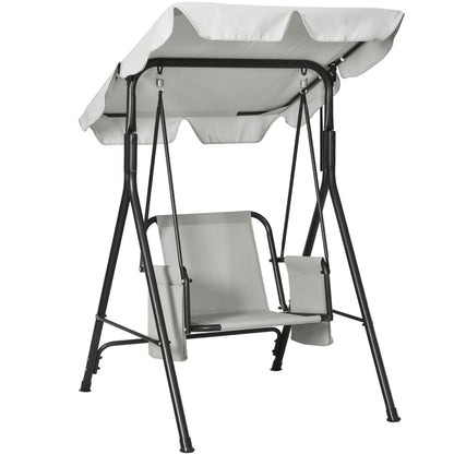 Outsunny 1-Seat Patio Swing Chair, Outdoor Porch Swing Glider with Adjustable Canopy, Cushions and Weather Resistant Steel Frame for Garden, Poolside, Grey