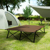 Outsunny 76" Two Person Folding Camping Cot Outdoor Portable Double Cot Wide Military Sleeping Bed w/ Carrying Bag Khaki