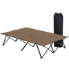 Outsunny 76" Two Person Folding Camping Cot Outdoor Portable Double Cot Wide Military Sleeping Bed w/ Carrying Bag Khaki