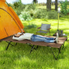 Outsunny 76" Two Person Folding Camping Cot Outdoor Portable Double Cot Wide Military Sleeping Bed w/ Carrying Bag Khaki