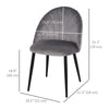 HOMCOM Dining Chairs Set of 2, Velvet-feel Kitchen Chairs with Curved Backrest, Nordic Armless Leisure Accent Chairs with Metal Legs for Living Room, Dining Room, Guest Room, Grey
