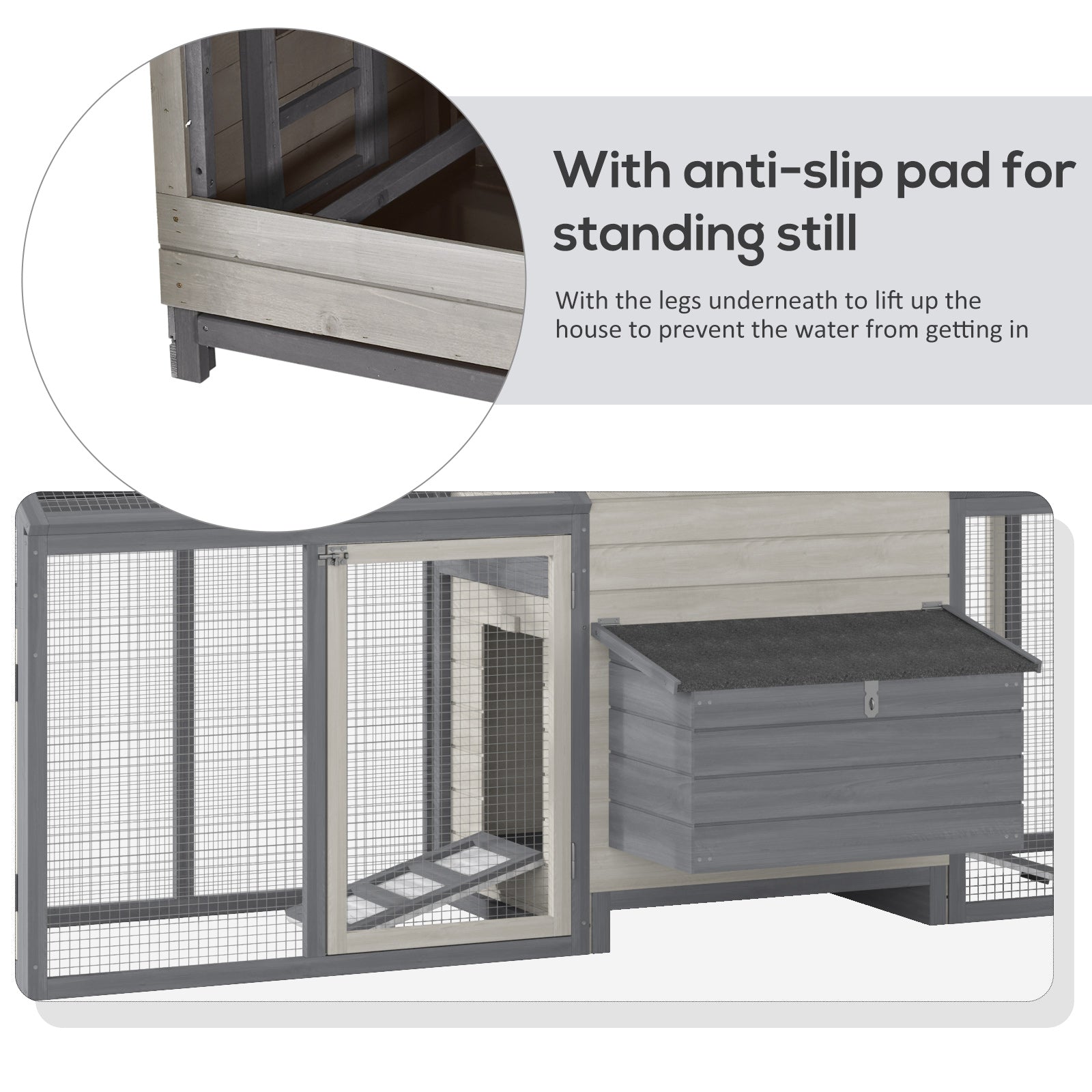 PawHut 100" Chicken Coop Wooden Chicken House Large Rabbit Hutch Poultry Cage Hen Pen Backyard with Double Run, Nesting Box